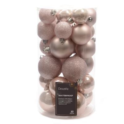 Kerstballen kunststof poederroze mix Kerstballen kunststof poederroze mix