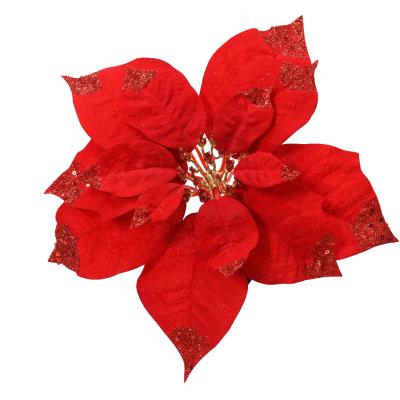 Poinsettia rood op clip - polyester fluweel Poinsettia rood op clip - polyester fluweel