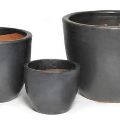 Glazed Egg Pot Matt Black 