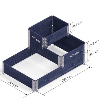 Moestuinbak in trapvorm zwart 80x30/80x60/120x80x58,5cm