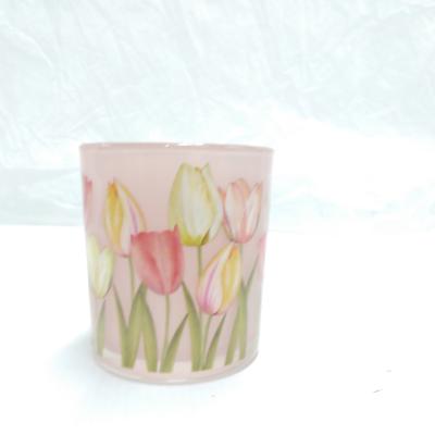 Glazen cylinderpot "Tulpen", pink