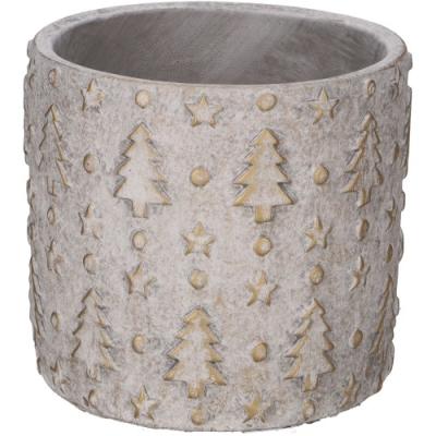 Betonpot 'Picea' lichtgrijs met goud