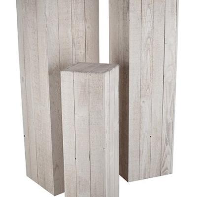 Houten zuil 'Coluna' H 70 cm, witvernist
